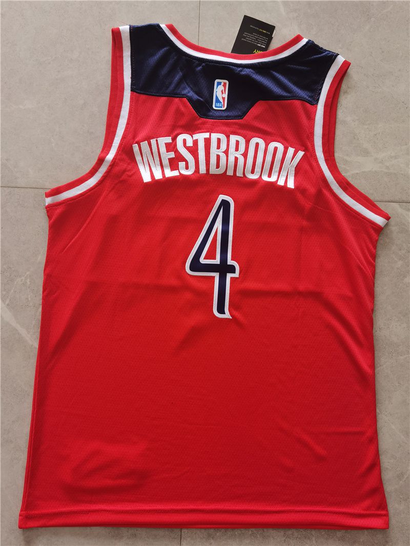 Men Washington Wizards #4 Westbrook Red Game 2021 Nike NBA Jersey
